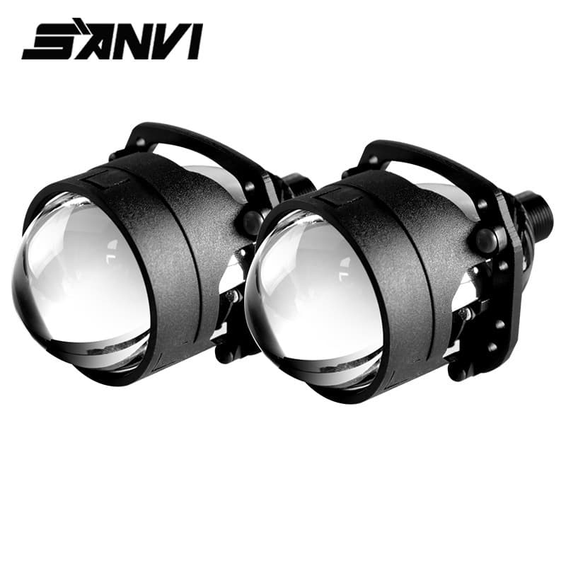 2024 SANVILED Headlight 2.5-inch Plug-and-Play Blue Film LED Bi-Lens Headlight 35W 6000K Front Light