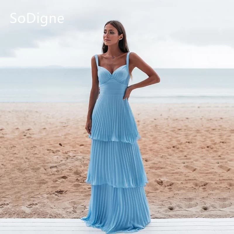 Evening Dress Thin Strap V-Neck Formal Gown Floor-Length Wedding Guest Party Dress 2026