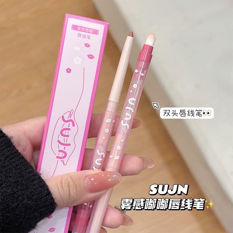 SUJN Misty Plump Lip Liner Dual-Ended Brightening Matte Lip Pencil Fine Silky Matte Long-Lasting Highly Pigmented Lip Liner