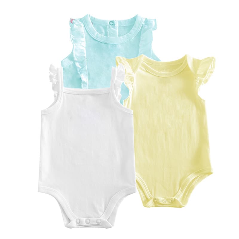 New Style Pattern Sleeveless Bodysuit Romper for Baby's Full Month and First Birthday, Cotton Baby Girl Onesie