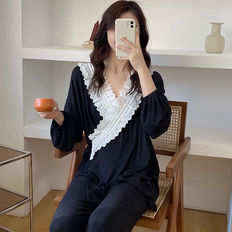 In Stock 8677 New Maternity Wear Summer Thin Modal Nursing Sleepwear Spring/Autumn Postpartum Breastfeeding Plus Size