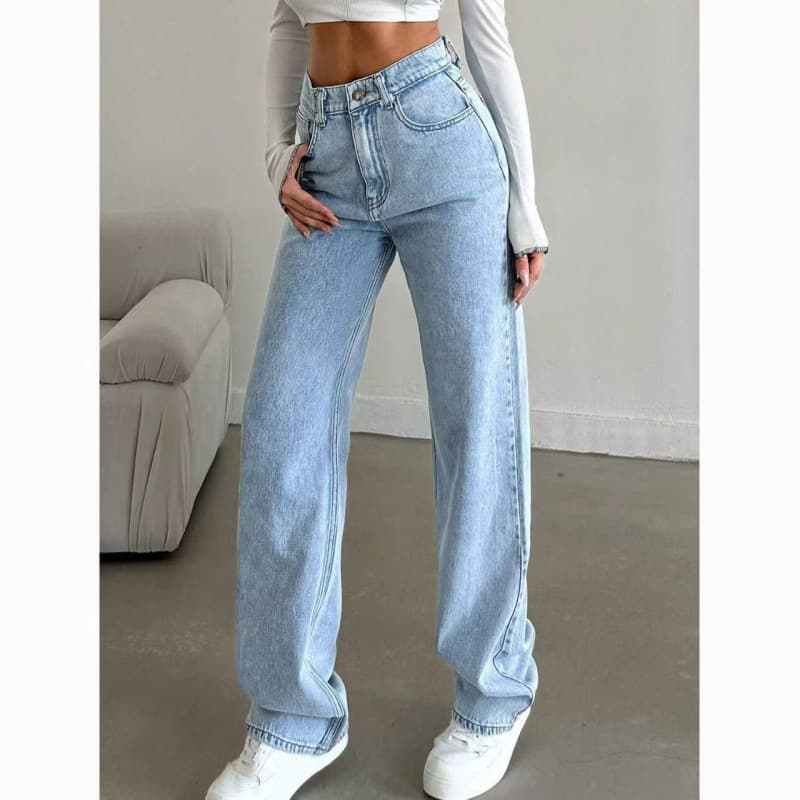 2026 Cross-border Bestseller on Amazon US/EU Wide-leg Slimming Lifting Jeans for Women, Ash Gray Casual Jeans