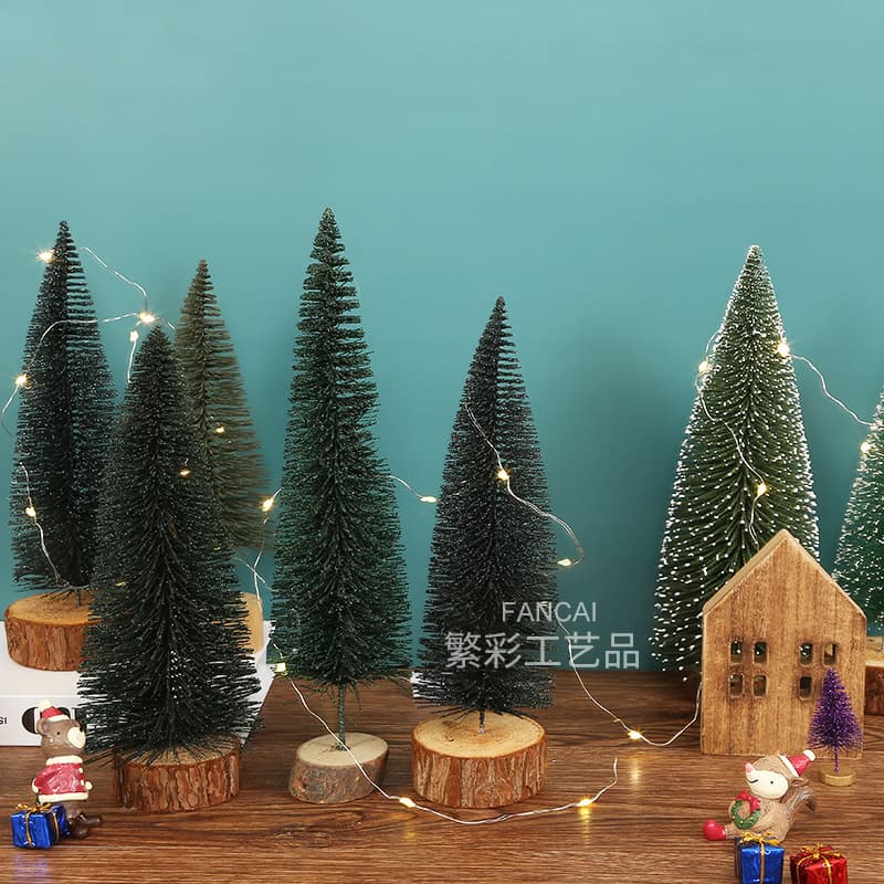 Mini Christmas Tree Desktop Decoration Snow Pine DIY Pine Needle Tree Christmas Holiday Ornament Small Christmas Tree