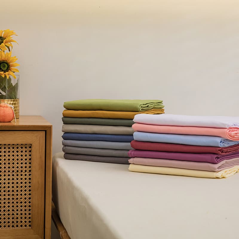 Japanese-style High-quality Pure Color Washed Cotton Single-piece Bed Sheets Simple Student Dormitory Single-piece Bed Sheets Three-piece Set Wholesale