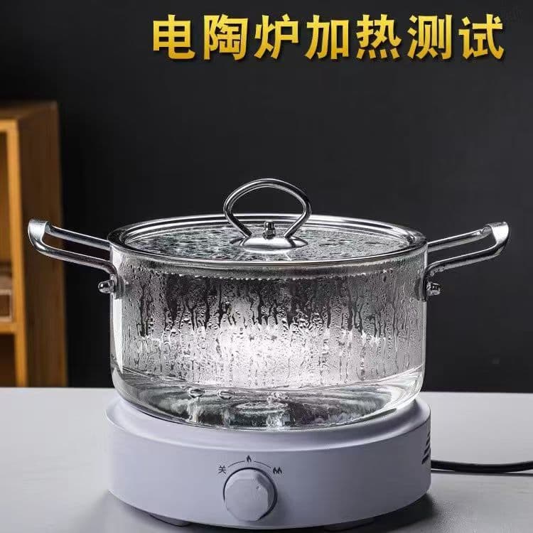 High Borosilicate Glass Pot, High Temperature Resistant Milk Pot, Double Ear Stew Pot, Household Gas Soup Pot, Large Capacity, Suitable for Open Flame Cookware