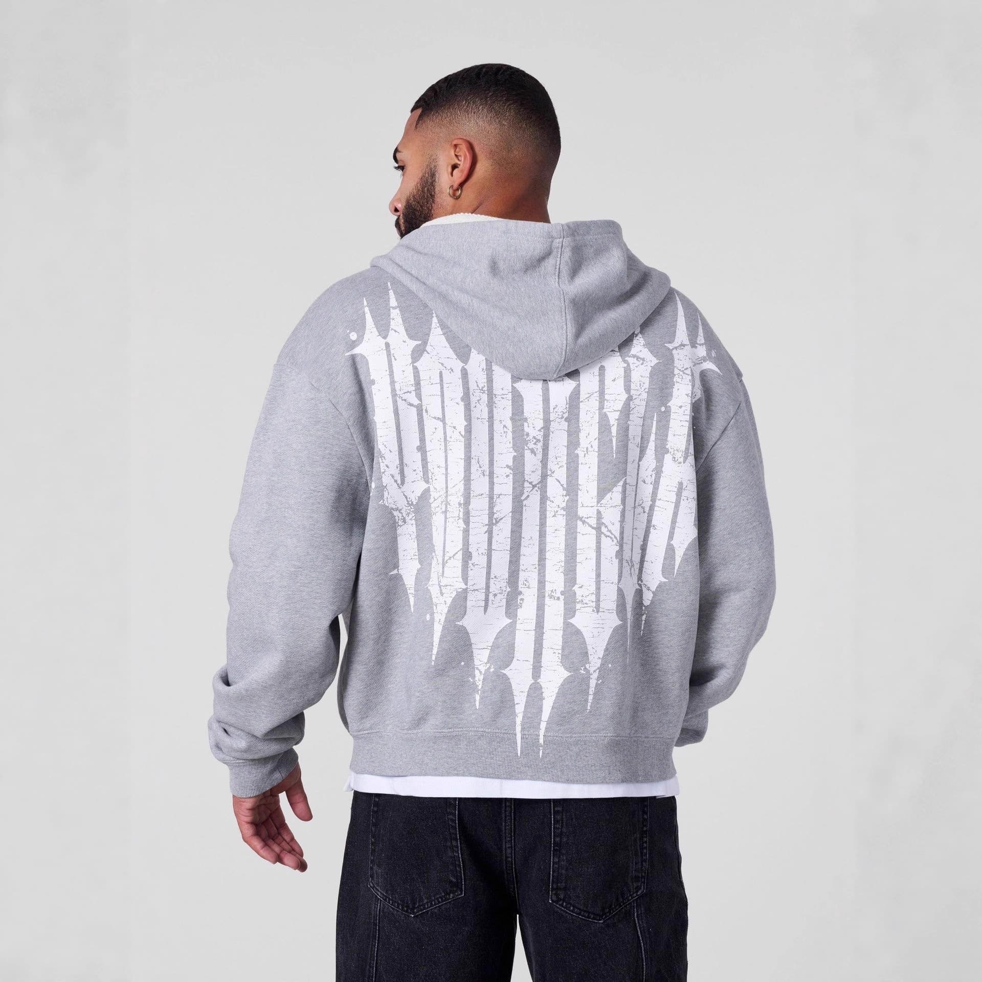YOUNGLA American Streetwear Men's Sweatshirt Zip Up Hoodie Terry Printed Casual Hoodie Sport Outerwear