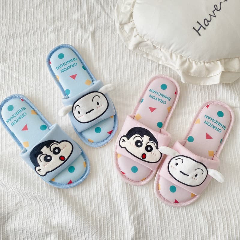 New Spring/Summer Knitted Fabric Slippers, Cute Cartoon Style, Girly Indoor Non-Slip Home Open-Toe Slippers for Women