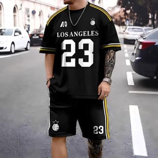 2025 Cross-Border Hot-Selling Set Fashion Short-Sleeve T-Shirt Pants Loose Men's Wear 3D Digital Print Jogger Two-Piece Set