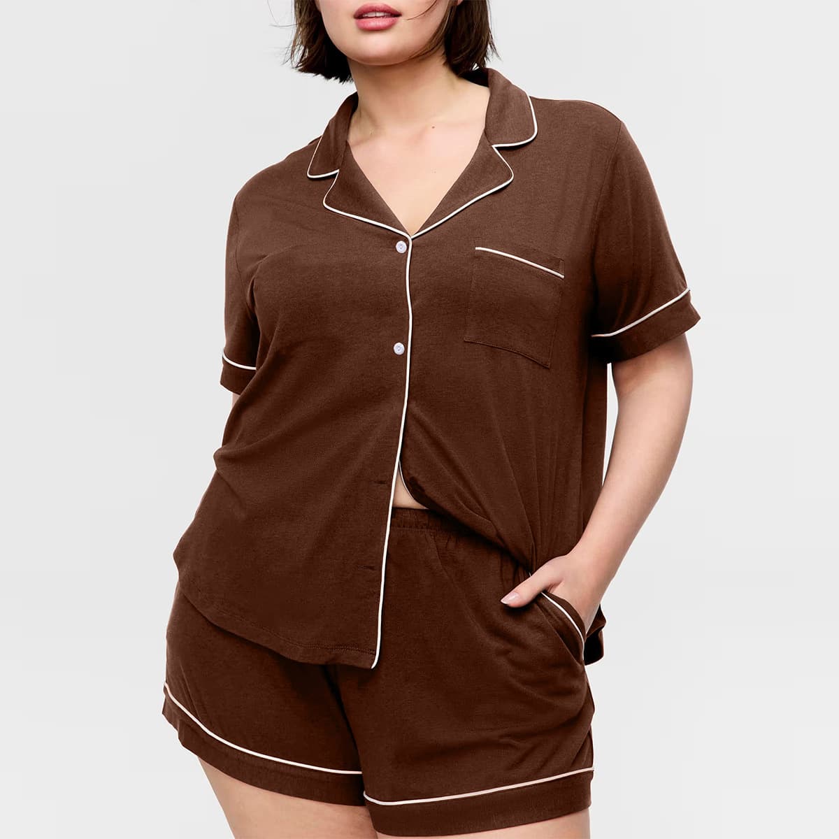 Plus Size Women's Pajama Set for Summer 1XL-6XL Short Sleeve Shorts Loungewear Nightwear