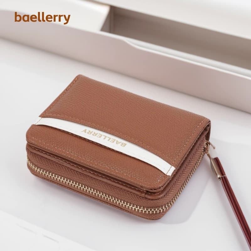 baellerry New Women's Wallet Premium PU Korean Fashion Short Wallet Ins Women Zip Wallet