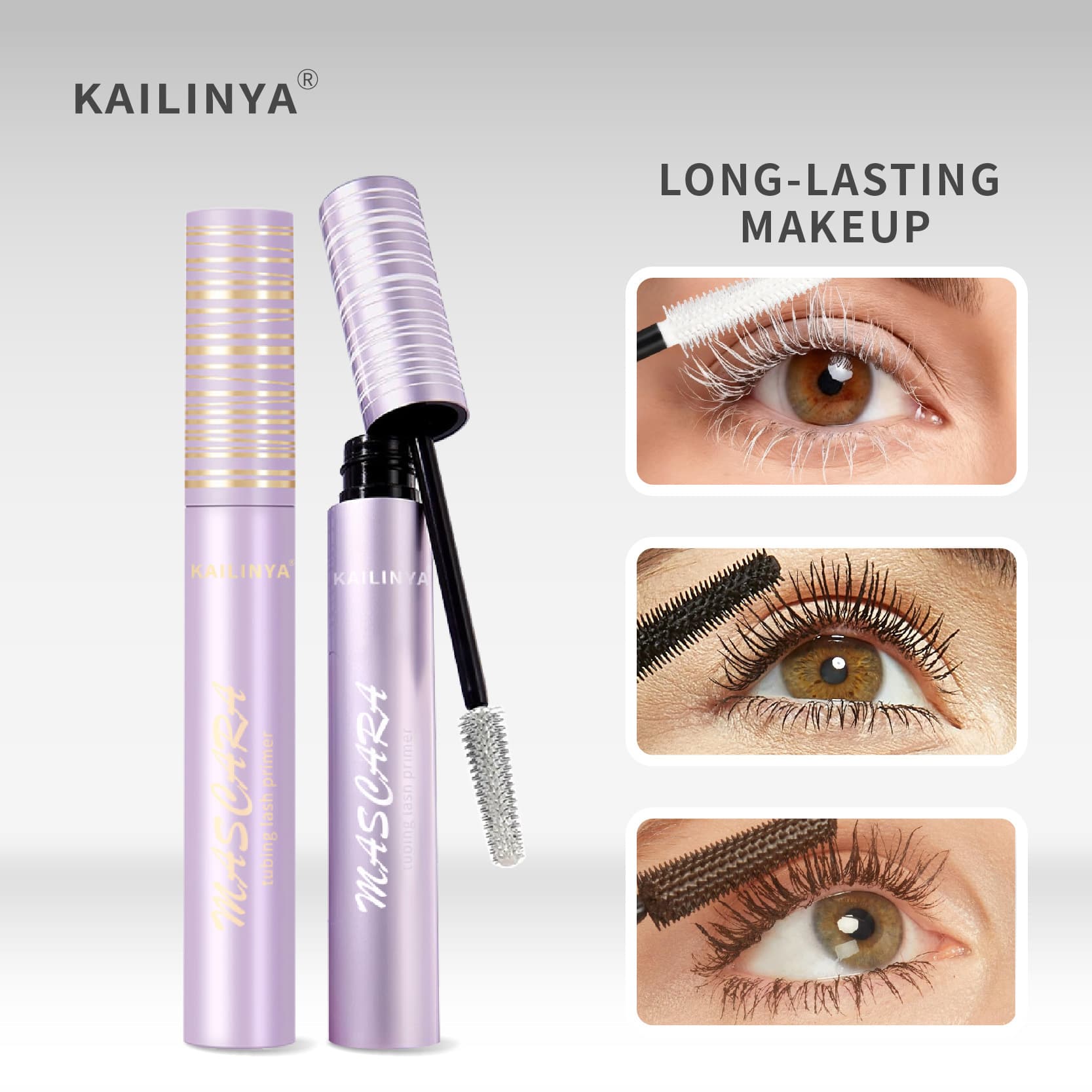 Cross-Border Full English Label Waterproof Mascara for Lengthening, Curling, and Volumizing Eyelashes, Long-Lasting Styling Gel