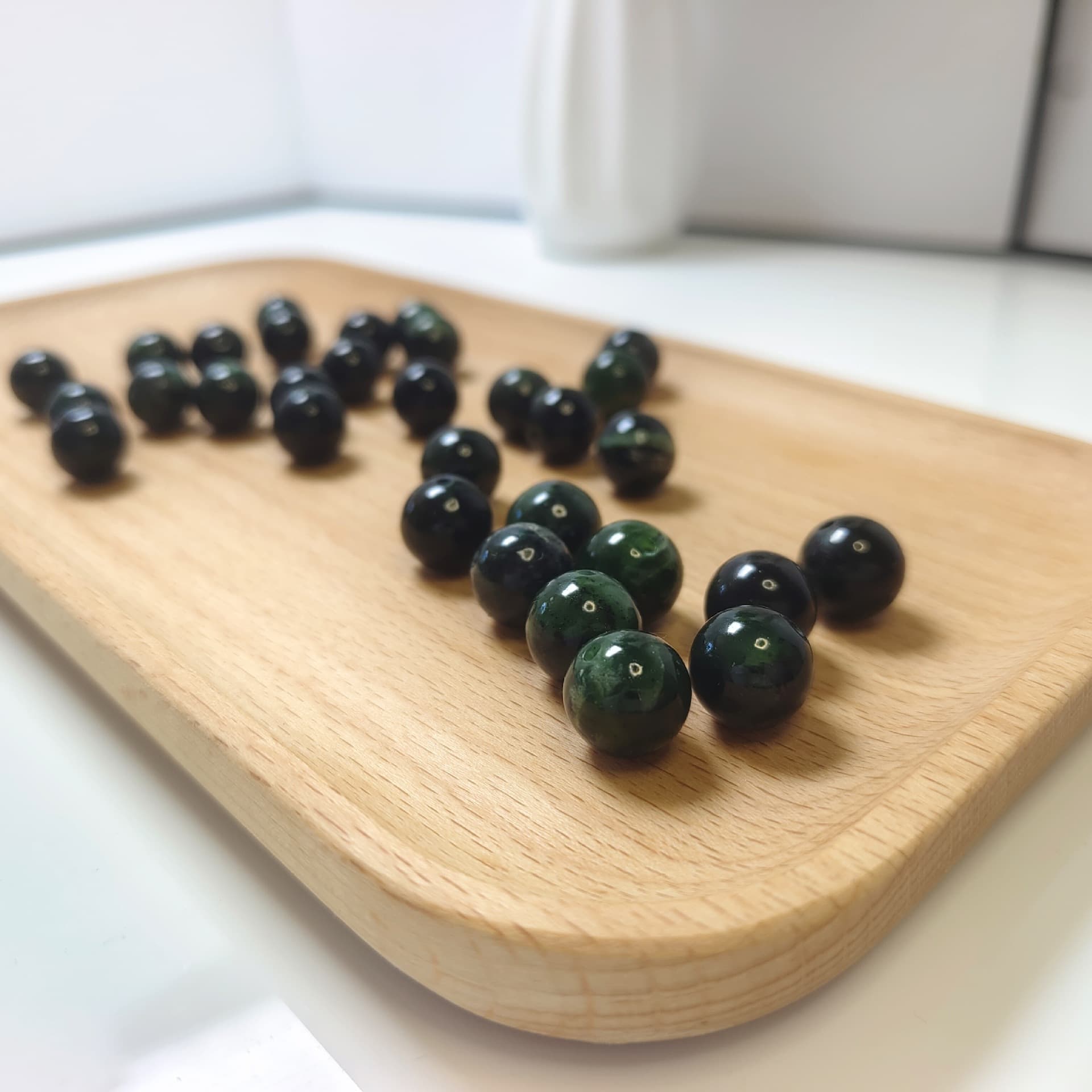 Natural Jade, Direct Sourcing from Origin, Dark Green Jade Beads Wholesale and Retail, Xiuyan Jade Beads, DIY 108-Bead Handheld Bracelet