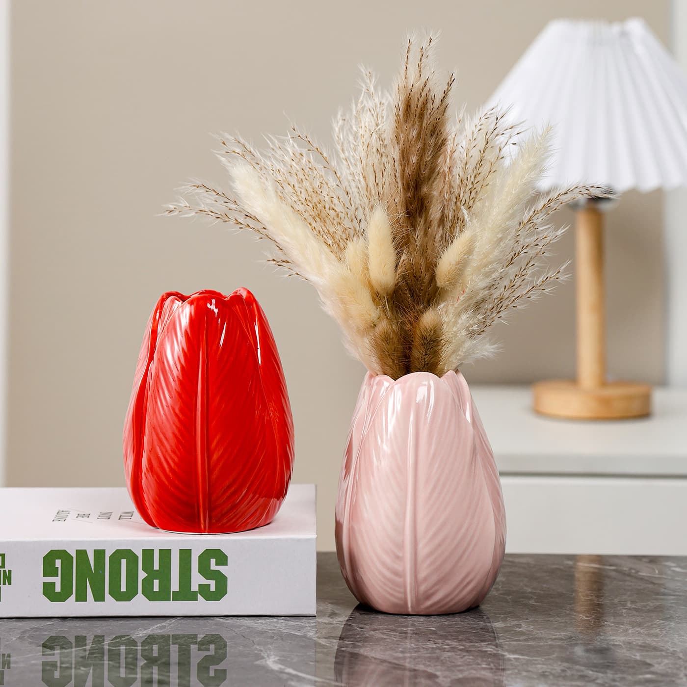 Amazon Tulip Ceramic Vase Decoration for Living Room Flower Arrangement Gift for Girlfriend Souvenir Fresh Flowers Hydroponic