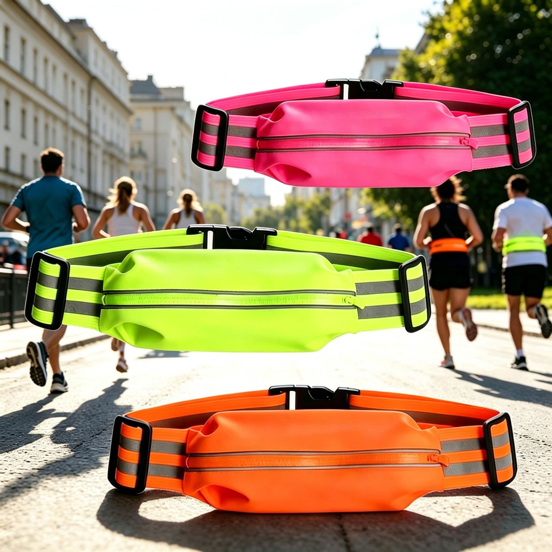 Reflective belt with bag, outdoor mountain climbing, cycling, walking, reflective clothing, night running, sports safety elastic belt
