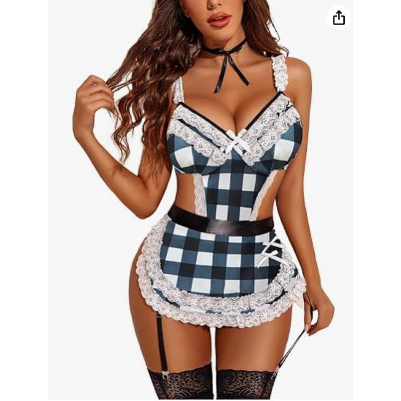 Maid Lingerie Women's Gown Lingerie Plus Size Sleepwear Set Bodysuit Sexy Lingerie Plus Size