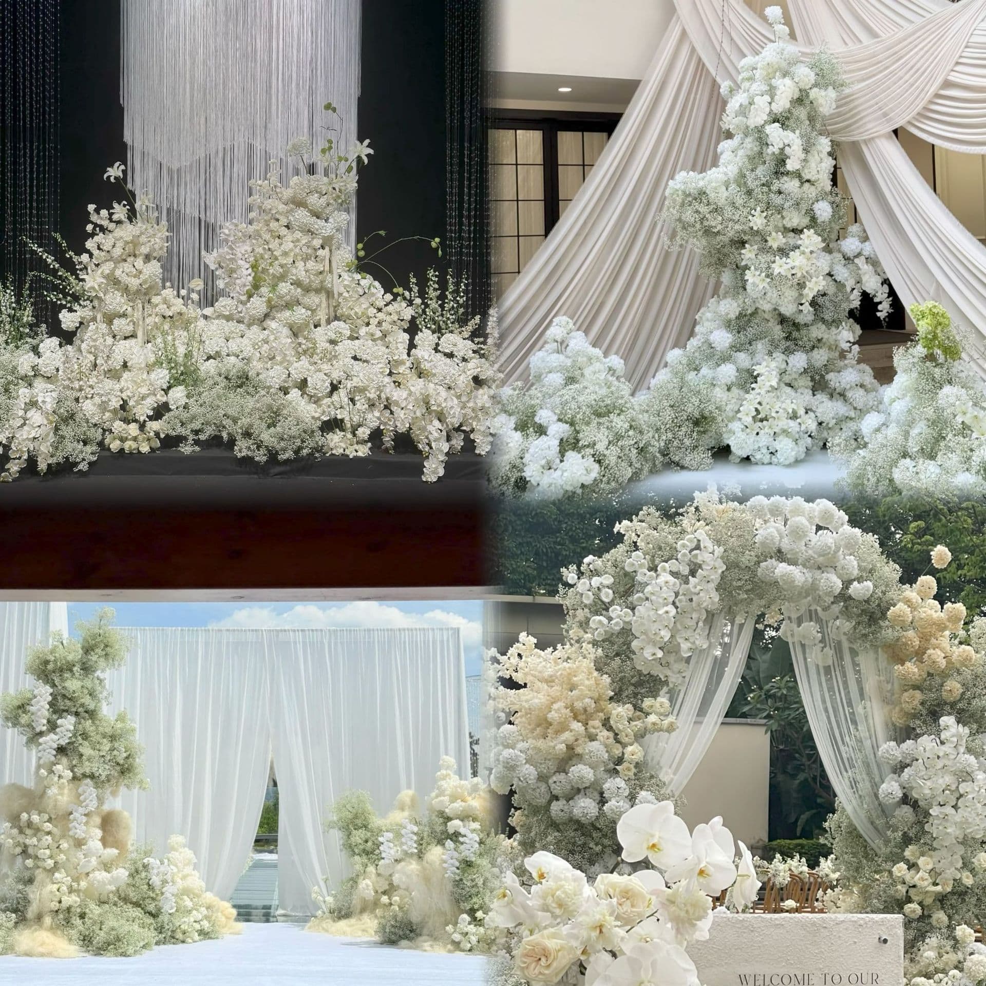 White Series Artificial Flowers for Scene Decoration, Floor Arrangement, Road Guide, Flower Arrangement, White Fake Flowers Wholesale