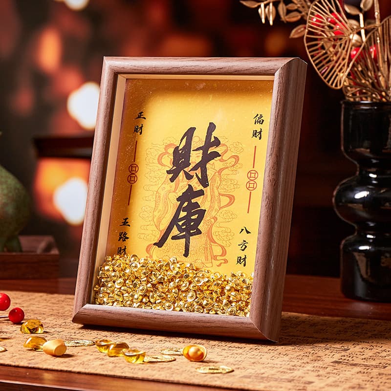 Gold Ingot Photo Frame as Opening Gift, Wealth Vault for Booming Sales, Housewarming Present, Moving-in Decoration for Prosperity