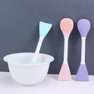 Silicone Beauty Brush Double-Ended Manual Deep Clean Pores Blackhead Heart-Shaped Silicone Face Wash Brush Spatula Mud Mask Brush