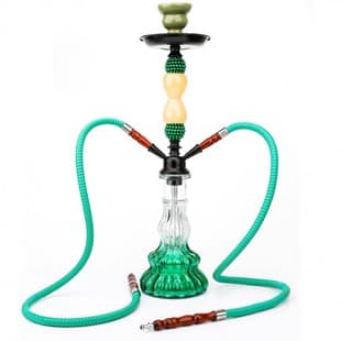 Cross-border New Arrival In Stock Medium Arabic Hookah Set Pearl Jade Hookah Stem Double Hose Glass Hookah