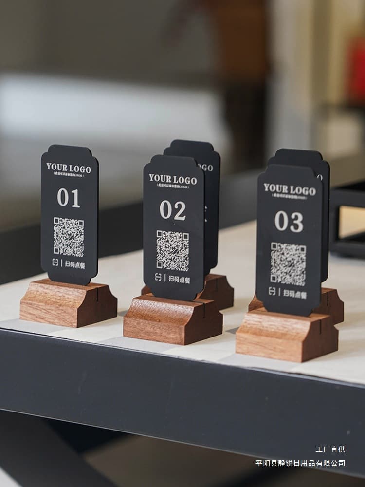 New Chinese Style Restaurant Table Number Sign Custom Hotel Banquet QR Code Ordering Table Card Seat Card
