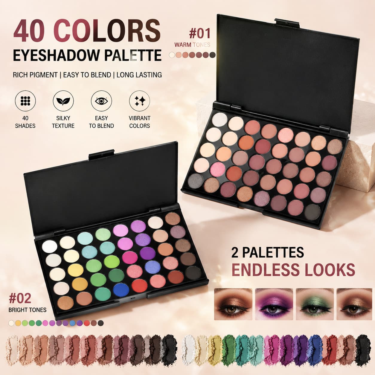Cross-border Hot-selling Europe and America Foreign Trade Matte Combination Domestic Brand Earth Tone Modifying Fairy Eyeshadow Palette 40 Colors Eyeshadow