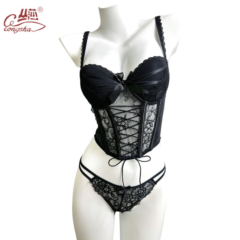 French Underwire Corset Small Bust Push-Up Innerwear Bra, Sexy Waist-Cinching Pure Desire Strappy Lingerie Vest Bra