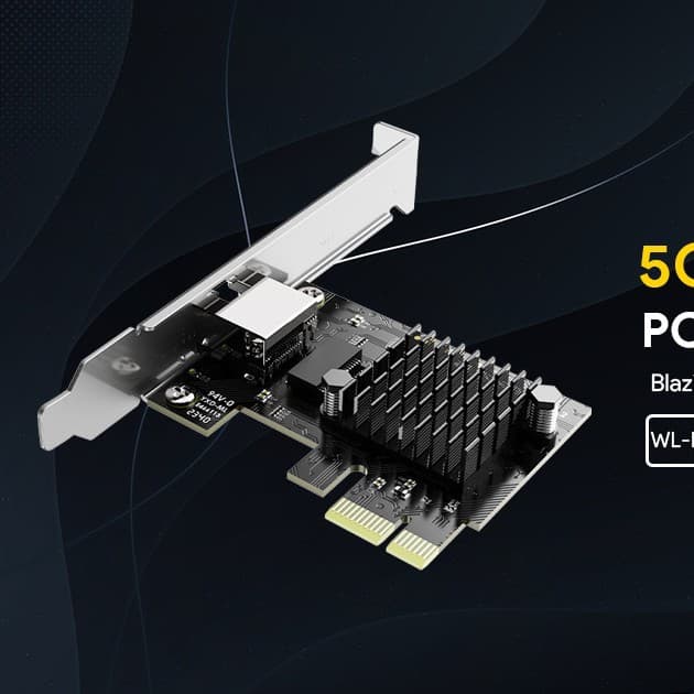 PCIe Network Card, 5Gbps High-Speed with 2.5G/1G/100Mbps Com