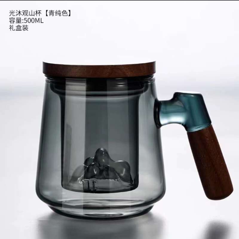 Guanshan bubble tea cup tea water separation filter flower tea cup high borosilicate transparent glass household large capacity glass cup