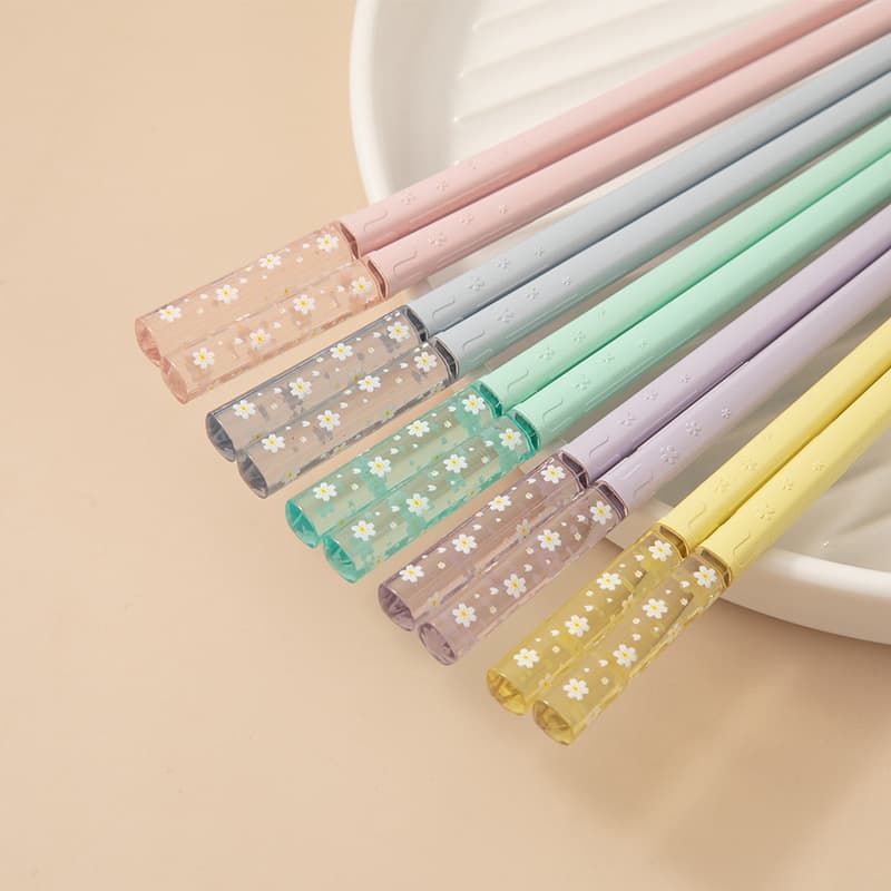 Colorful Amber Cherry Blossom Chopsticks, Heat-Resistant, Non-Slip, Mold-Resistant, Creative Household Alloy Chopsticks