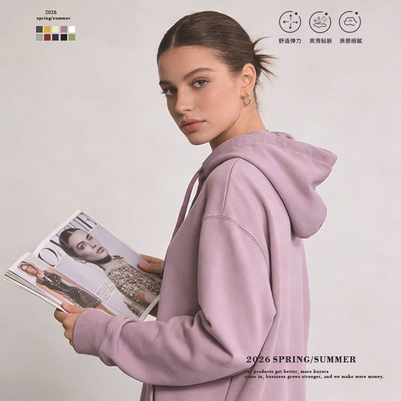 A skin-friendly silver fox velvet hooded sweatshirt! 460g heavyweight whitening super soft dirty powder cover can be printed with logo work