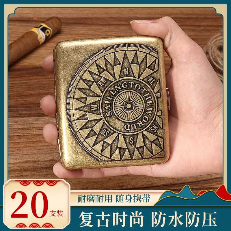 Your 9010 Metal Two-Sided Flip Cover 20 Cigarette Case Bronze Flower Automatic Pop-Up Portable Cigarette Case Manufacturer Wholesale