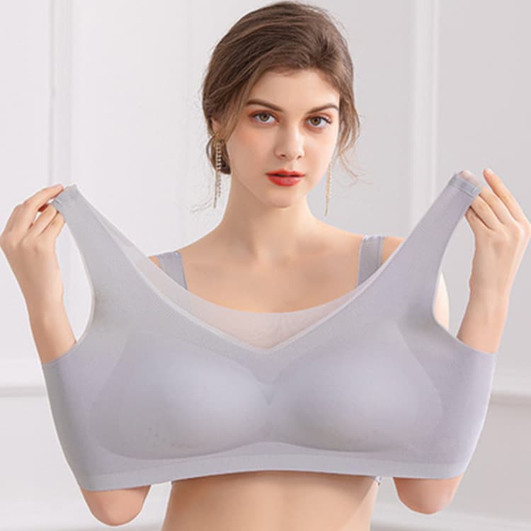 Summer Ultra-Thin Mesh Plus Size Sleep Bra, Honeycomb Cup Push-Up Non-Wire, Side Fat Control with Pads Women's Underwear