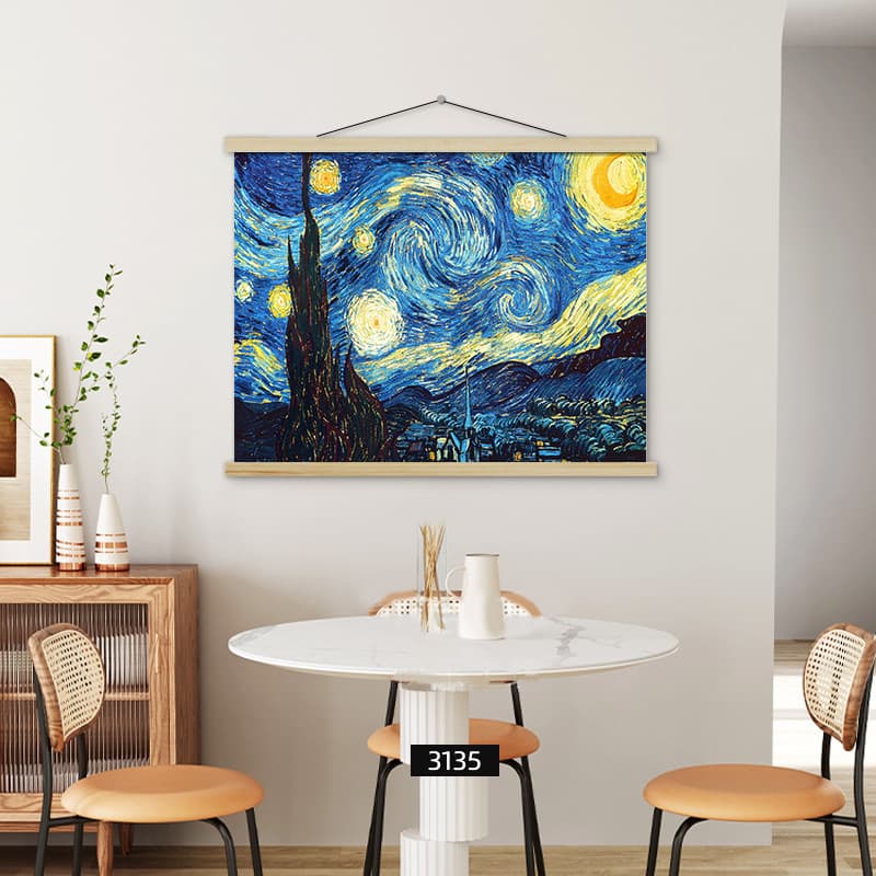 Starry Sky Restaurant Decorative Painting Van Gogh Masterpiece Dining Room Cover Painting Electrical Panel Distribution Box Hanging Art Living Room Wall Tapestry