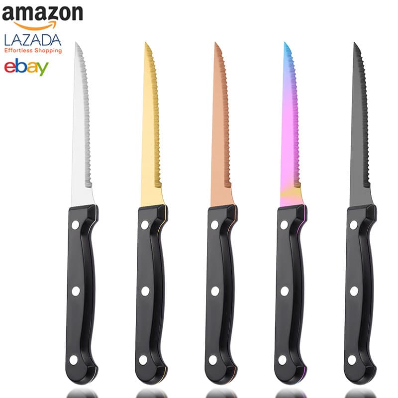 Cross-border Stainless Steel Western Steak Knife, Hotel and Restaurant Cutlery, Stock Sharp Serrated Western Steak Knife