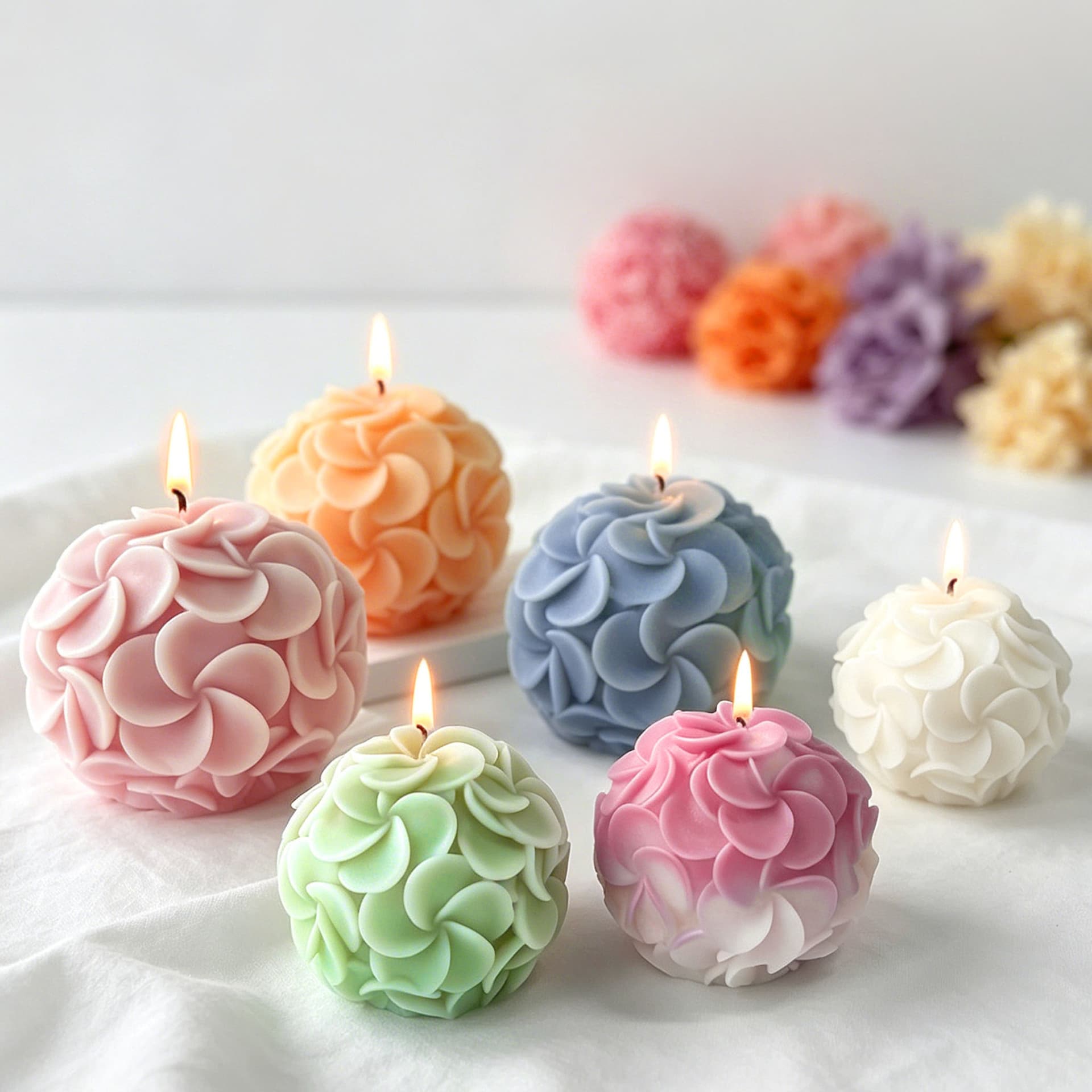 Jiahui Mei Flower Ball Aromatherapy Candle Mold DIY Egg Flower Hydrangea Handmade Soap Gypsum Ornaments Silicone Mold