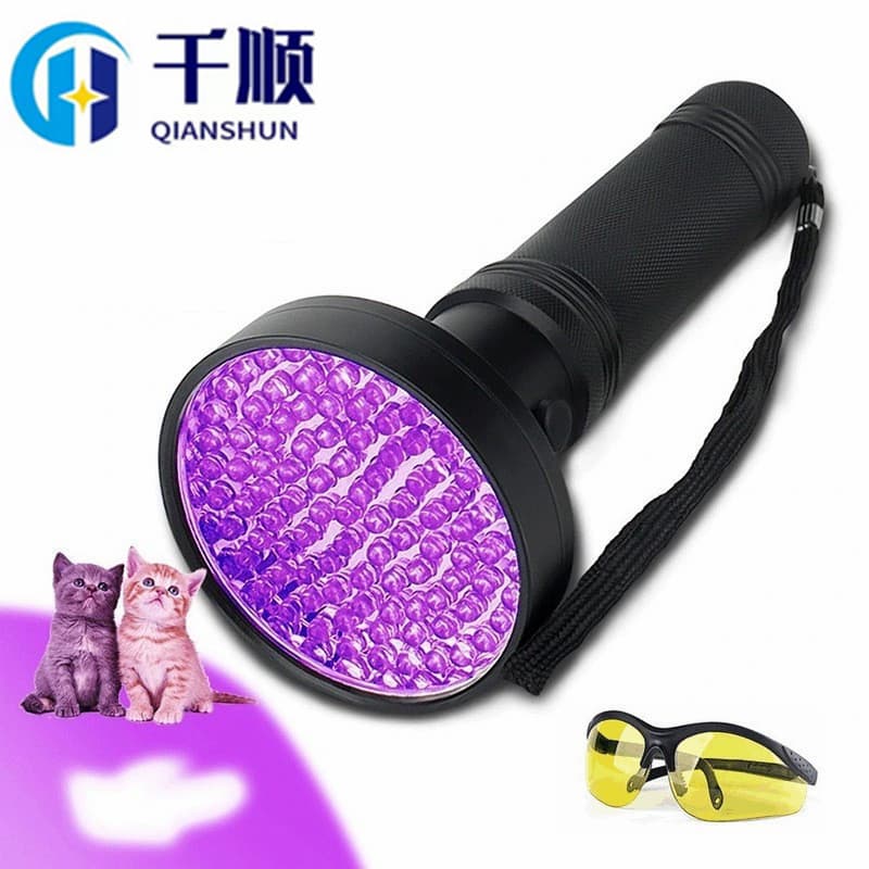 Cross-border Stock 100 LED UV Flashlight Aluminum Alloy Flashlight Multifunctional Currency Detection UV Light
