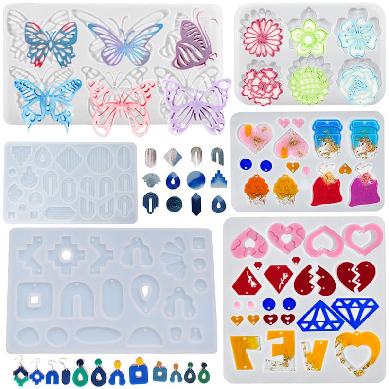 A variety of DIY glue molds, earrings, jewelry strips, retro modern simple brooches, keychains, decorative silicone molds