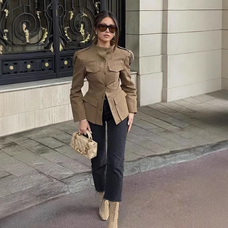 Cross-border Women's Clothing Factory Wholesale 2026 AliExpress Hot Selling Autumn Chic Versatile Strap Trim Fitted Blazer