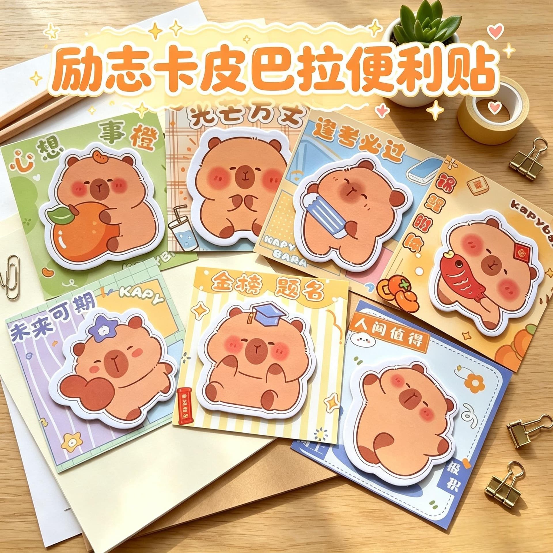 Cute Kapibara Post-It Notes for Primary School Students Rewards Small Gifts Classroom Practical Stationery Prizes Children’s Day Gifts