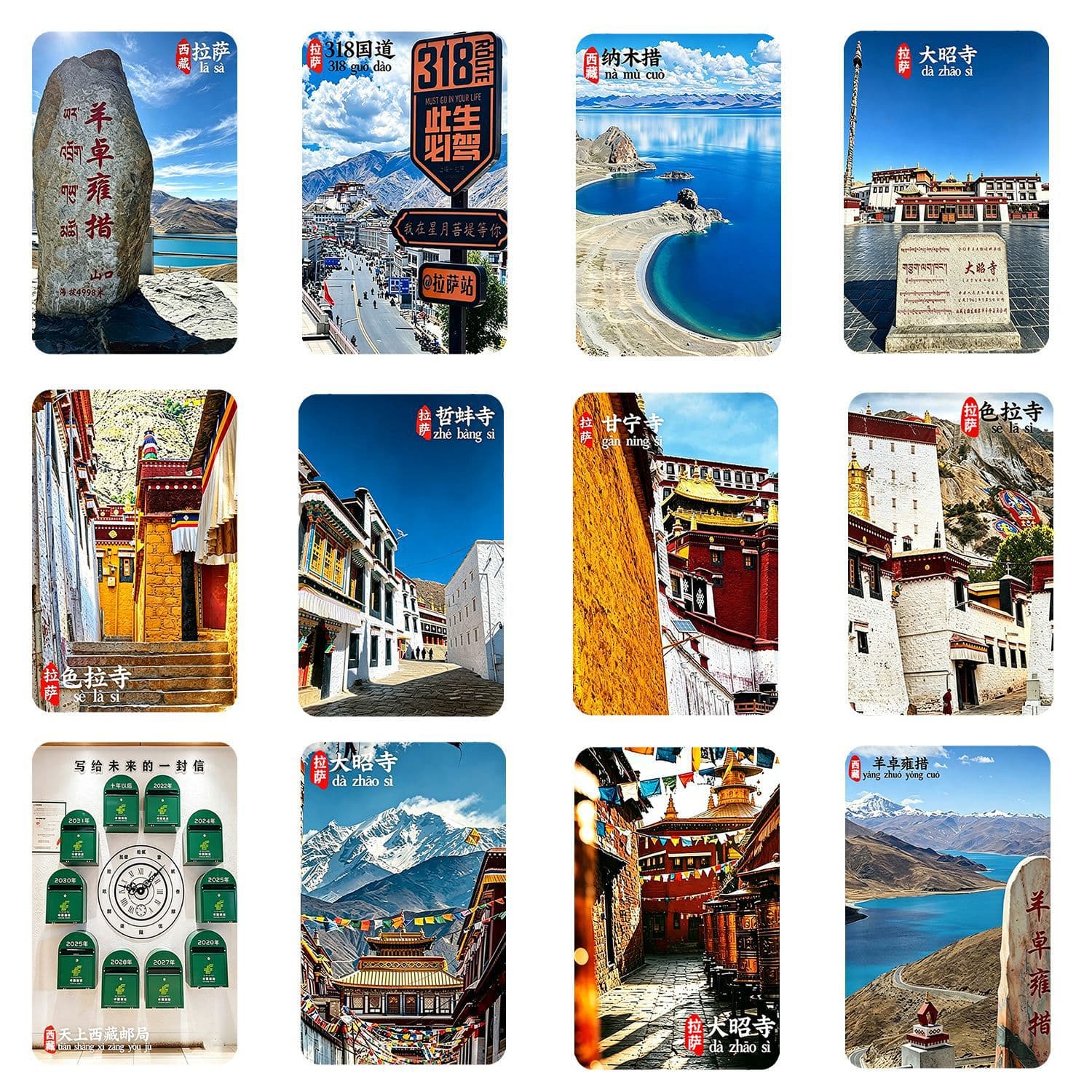 Lhasa Scenery Glass Fridge Magnet Yamdrok Lake Namtso Jokhang Temple Sera Monastery Drepung Monastery Travel Souvenir