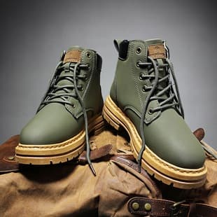 2023 New Fall High-Top Martin Boots Men's Shoes Desert Yellow Desert Work Boots British Leather Boots Outdoor Waterproof Men's Boots