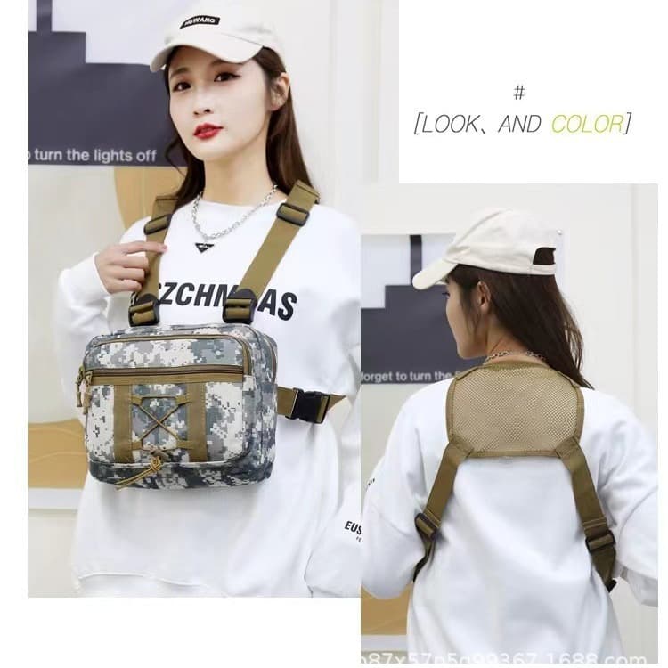 Hanging Backpack Tactical Vest Bag Men's Multi-Functional Utility Techwear Hip Hop Chest Bag Front Vest Crossbody Bag
