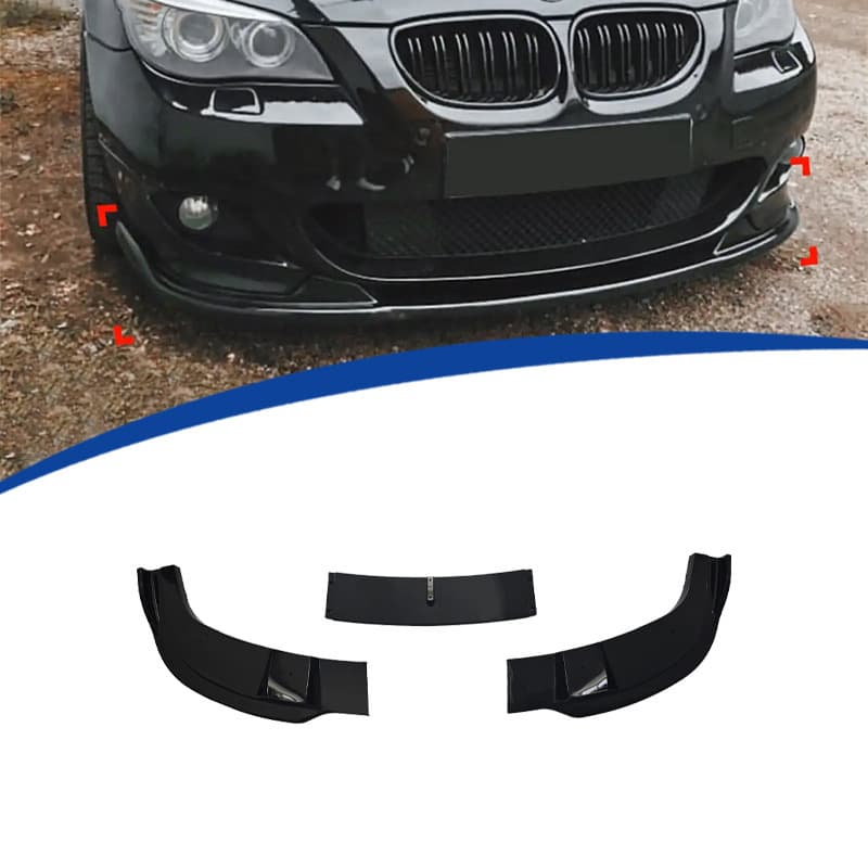 For BMW Sport MT Version 5 Series E60 Front Bumper Lip Splitter 3-Piece PP Material 2005-2010 Model