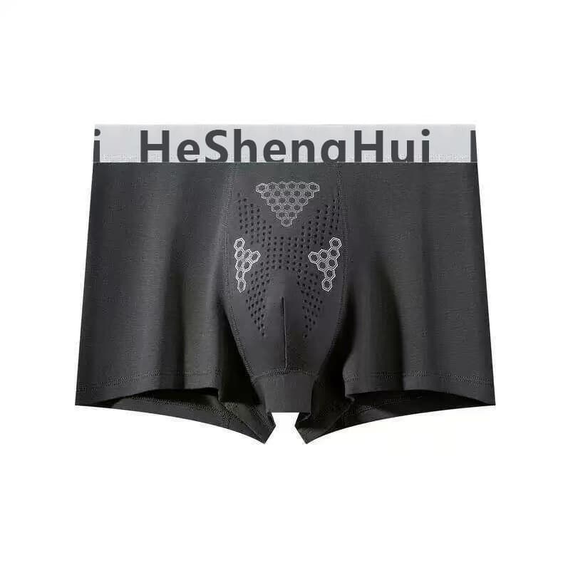 Summer New Ice Silk Men's Tourmaline Comfort Boxer Briefs Plus Size Breathable Quick-Dry Cool Shorts Wholesale
