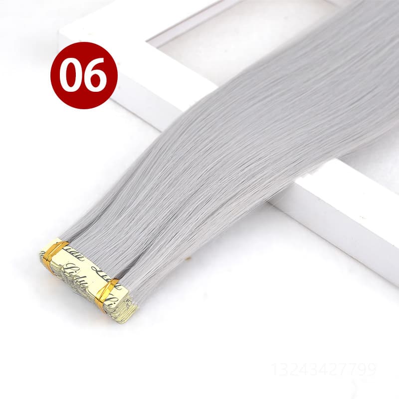 Seamless Hair Extension Colorful Straight Hair Piece Fake Clip On Ear Dyeing Extension No Trace Replacement