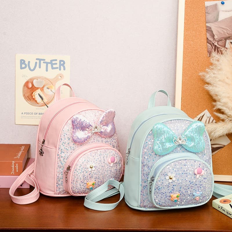 Girls backpack, fashionable, cute, sequined small schoolbag for girls, cartoon bear, preschool class backpack