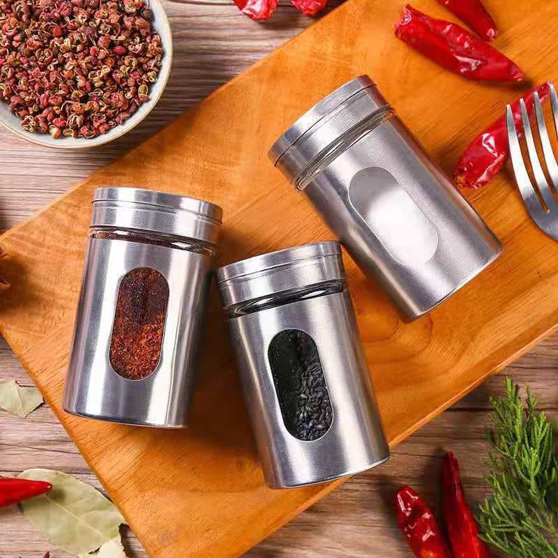 Seasoning bottle stainless steel household outdoor barbecue tools pepper bottle seasoning bottle sprinkler jar toothpick barrel seasoning jar