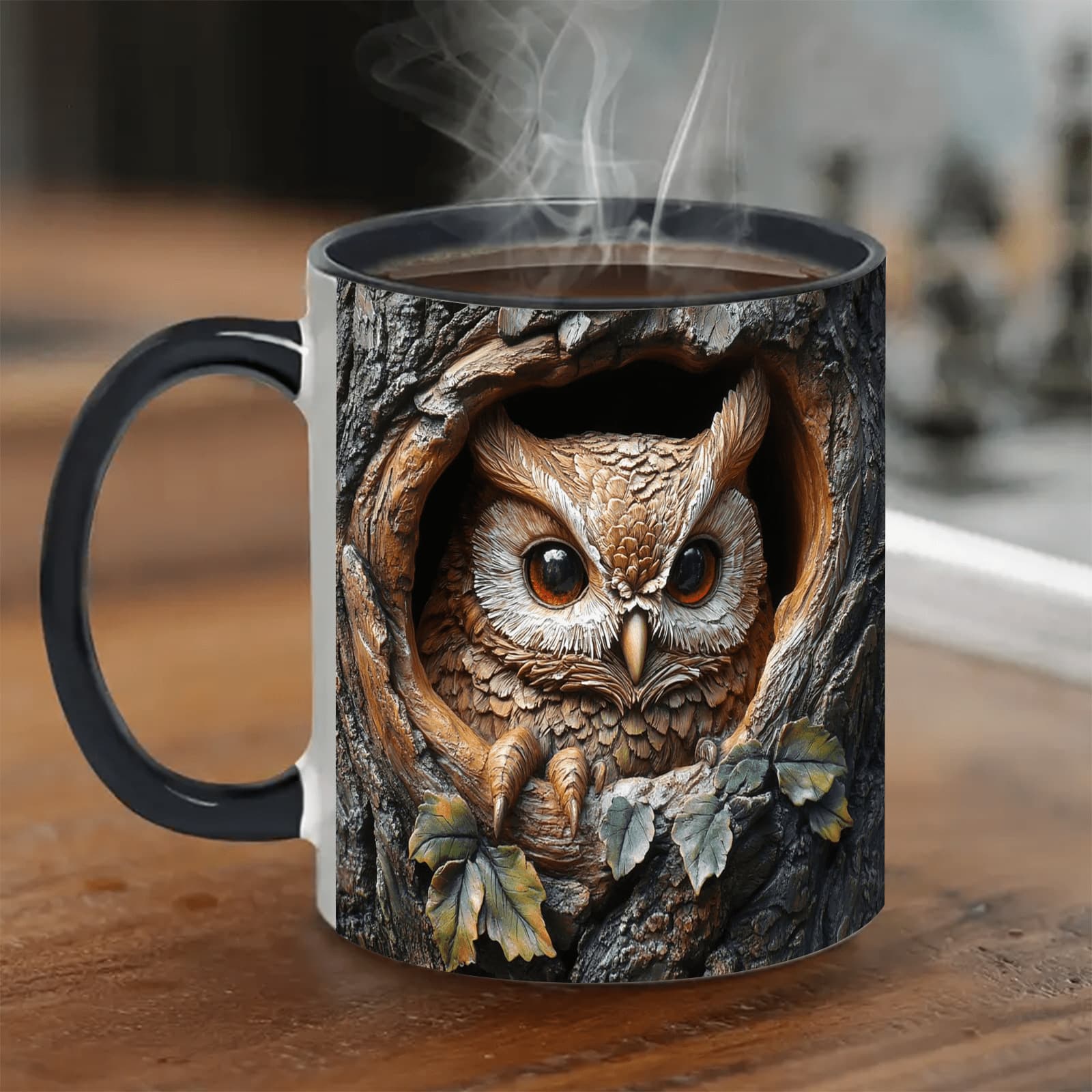 Foreign trade new cross-border 3D owl pattern mug ceramic hot coffee tea cup gift