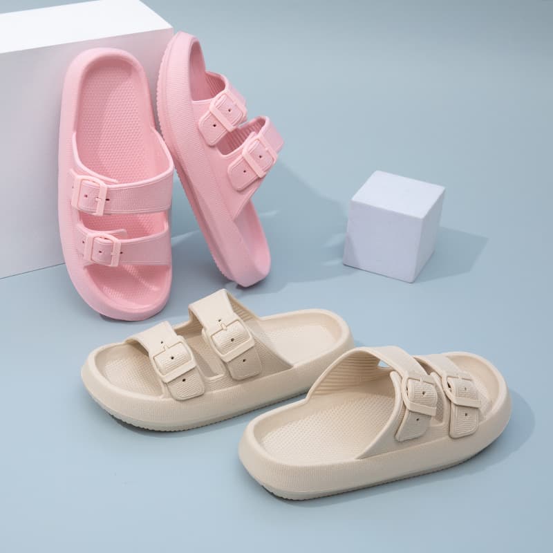 New Summer Couple Slides Outdoor Thick Sole Women's Flip Flops Men's Home Outdoor Sandals Double Strap
