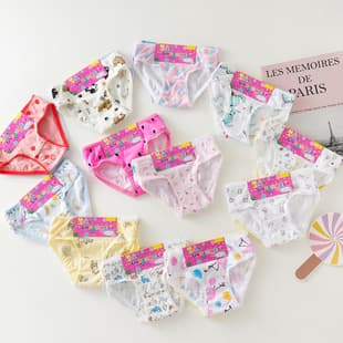 Factory Direct Cross-Border Pure Cotton Children's Panties Girls' Triangle Briefs Export Cardboard Packaging Multi-Color Lace Triangle Briefs
